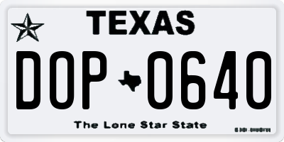 TX license plate DOP0640