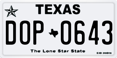 TX license plate DOP0643