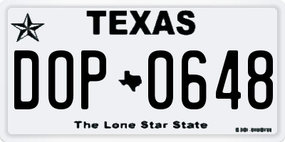 TX license plate DOP0648
