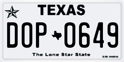 TX license plate DOP0649