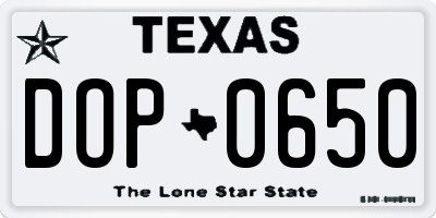 TX license plate DOP0650
