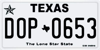TX license plate DOP0653