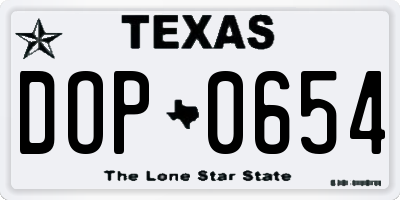 TX license plate DOP0654