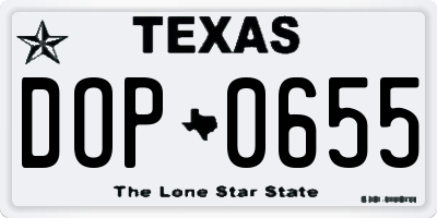 TX license plate DOP0655