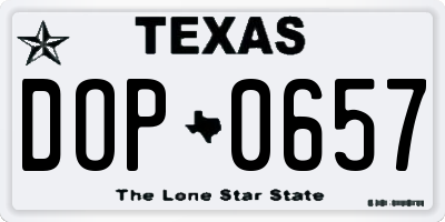 TX license plate DOP0657