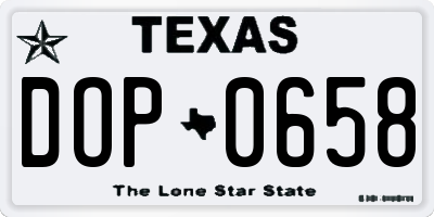 TX license plate DOP0658