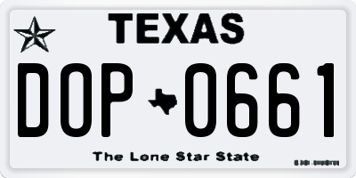 TX license plate DOP0661