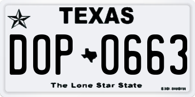 TX license plate DOP0663