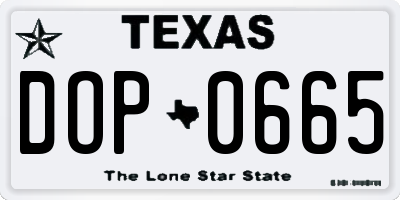 TX license plate DOP0665