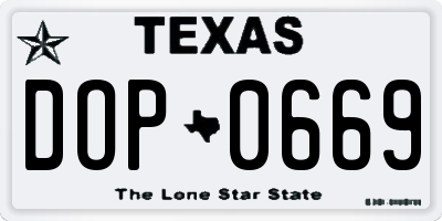 TX license plate DOP0669