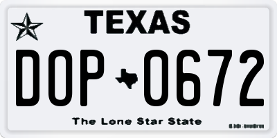 TX license plate DOP0672
