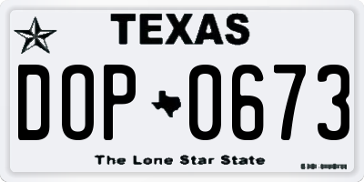 TX license plate DOP0673