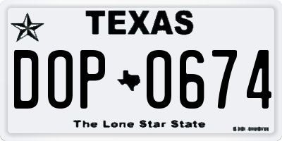 TX license plate DOP0674