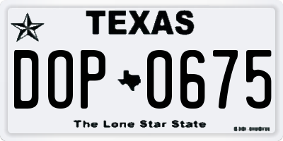 TX license plate DOP0675