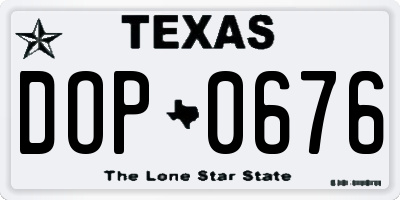TX license plate DOP0676
