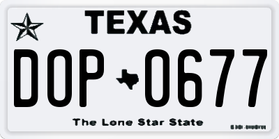 TX license plate DOP0677