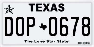 TX license plate DOP0678