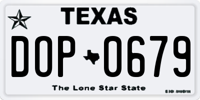 TX license plate DOP0679