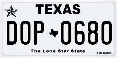 TX license plate DOP0680