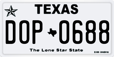 TX license plate DOP0688