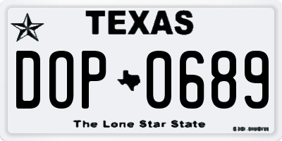 TX license plate DOP0689