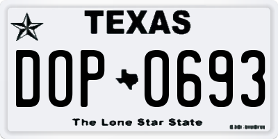 TX license plate DOP0693