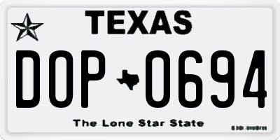 TX license plate DOP0694