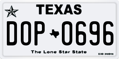 TX license plate DOP0696