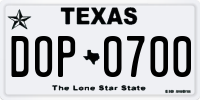 TX license plate DOP0700