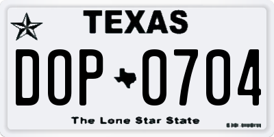TX license plate DOP0704