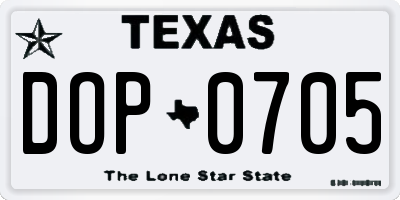 TX license plate DOP0705