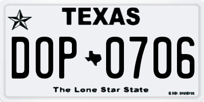 TX license plate DOP0706
