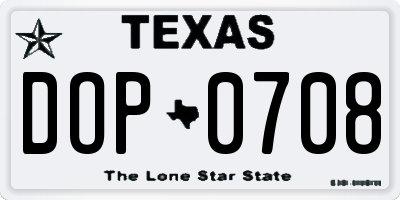 TX license plate DOP0708