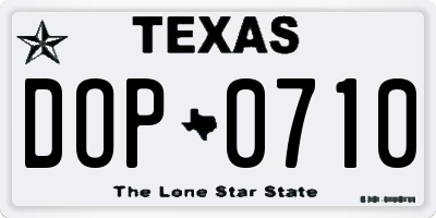 TX license plate DOP0710