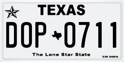 TX license plate DOP0711