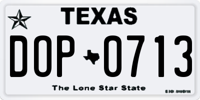 TX license plate DOP0713