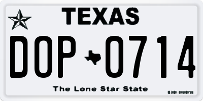 TX license plate DOP0714