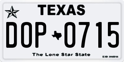 TX license plate DOP0715
