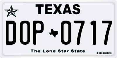 TX license plate DOP0717