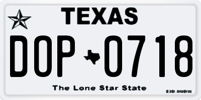 TX license plate DOP0718