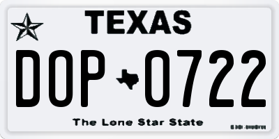 TX license plate DOP0722