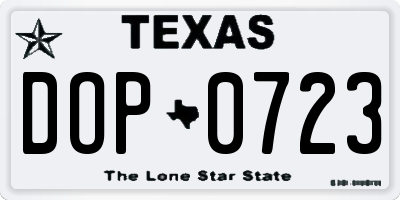 TX license plate DOP0723