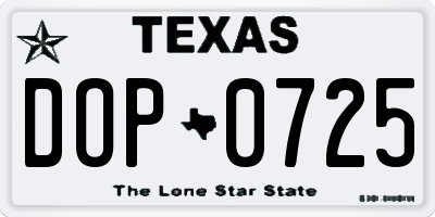 TX license plate DOP0725