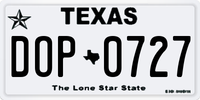 TX license plate DOP0727