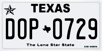 TX license plate DOP0729