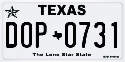 TX license plate DOP0731