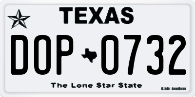 TX license plate DOP0732