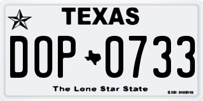 TX license plate DOP0733