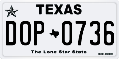 TX license plate DOP0736