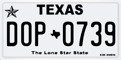 TX license plate DOP0739
